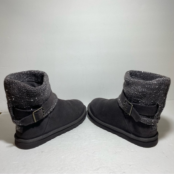 UGG Australia Cambridge Boots Womens Grey Suede Metallic Belted Size 8 - Picture 8 of 15